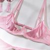 Internet Celebrity Sexy Lingerie Sexy With Breast Pad Sexy Sheer Mesh Peach Hip Four Piece Set for Women