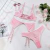 Internet Celebrity Sexy Lingerie Sexy With Breast Pad Sexy Sheer Mesh Peach Hip Four Piece Set for Women