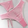 Internet Celebrity Sexy Lingerie Sexy With Breast Pad Sexy Sheer Mesh Peach Hip Four Piece Set for Women