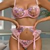 Embroidered Ribbon Lining Pettiskirt Waist Seal Heavy Industry Sexy Lingerie Four Piece Set