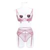 Internet Celebrity Sexy Lingerie Sexy With Breast Pad Sexy Sheer Mesh Peach Hip Four Piece Set for Women