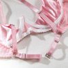 Internet Celebrity Sexy Lingerie Sexy With Breast Pad Sexy Sheer Mesh Peach Hip Four Piece Set for Women